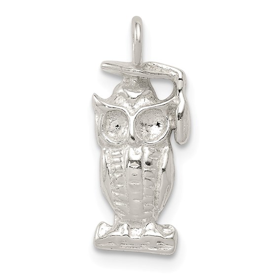 Sterling Silver Graduation Owl Charm Sterling Silver Graduation Owl Charm